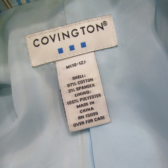 Covington Light Blue Tan White Striped Blazer Sz M - Picture 4 of 4